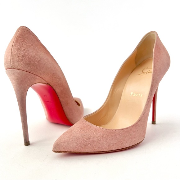 CHRISTIAN LOUBOUTIN Pigalle Follies 100 Light Pink Suede Pumps - Main Image